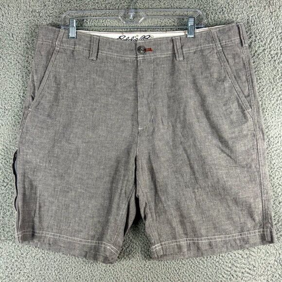 Eddie Bauer Linen Blend Shorts Mens 38 Gray Beach Casual‎ Outdoor Summer 39x9 - Picture 1 of 16